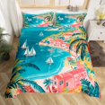 thumbnail image 2 of Erosebridal Ocean Coastal Duvet Cover,Palm Trees Bedding Sets,Sea Sailboat Comforter Cover,Ultra Soft Botanical Room Decoration,Reversible,2pcs(No Comforter), 2 of 7