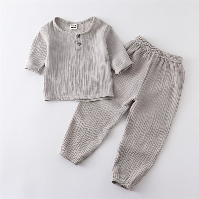 LSLJS Mode Filles et Garçons Hauts Décontractés à Manches Longues Col Rond Ensemble Pantalon Long Uni Vêtements d'Été Vêtements pour Enfants Tendance 2024