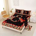 thumbnail image 2 of Manfei Cheetah Print Letter Monogrammed S Full Size Sheets 4-Piece for Women Girls,Teens Adults Shabby Chic Red Ribbon Bow Bed Sheets,Super Cozy Room Decor, 2 of 5