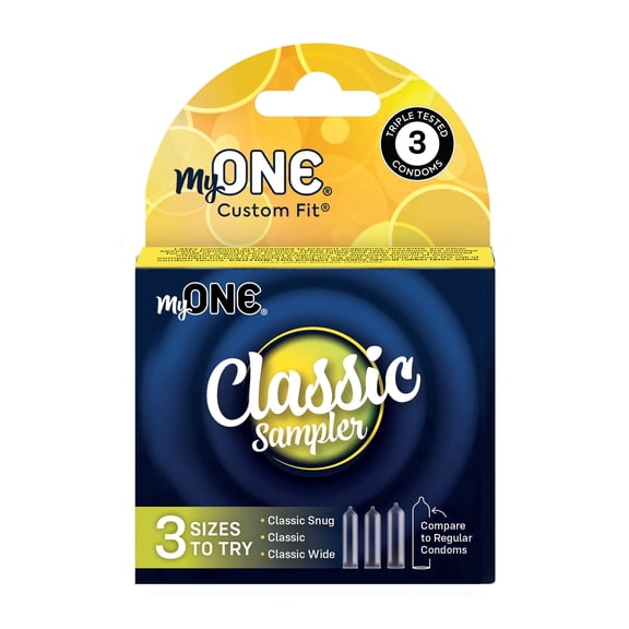 MyONE® Custom Fit® Classic Sampler | Ultra-Thin Latex, Lubricated | 3 Count
