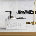 thumbnail image 3 of Countertop Liquid Dish Soap Dispenser Pump with Storage Compartment White Marble, 3 of 6