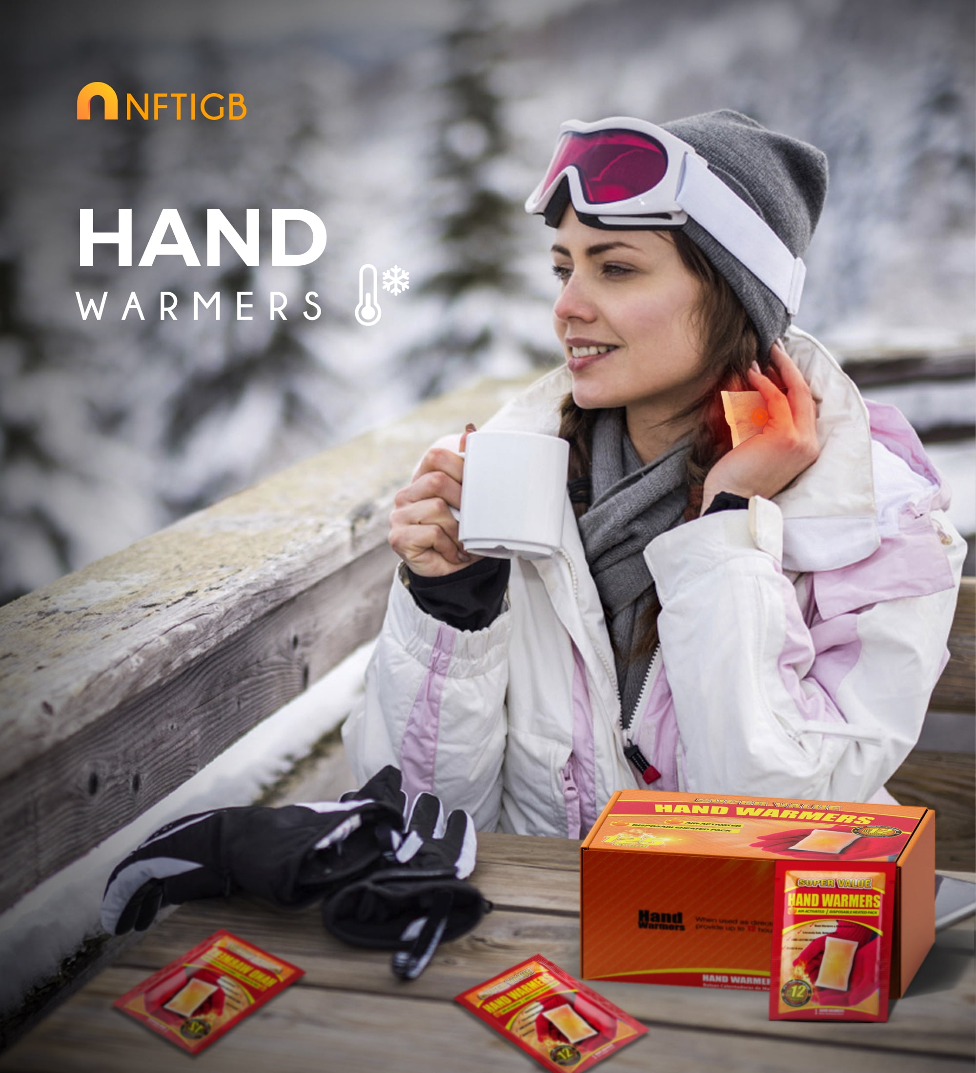 NFTIGB Hand Warmers Disposable 125 Pack, Long Lasting Safe Air Activated, up to 12 Hours of Heating