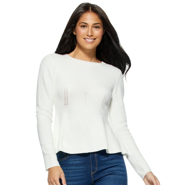 Sofia Jeans by Sofia Vergara Women's Crewneck Peplum Sweater Sofia Jeans by Sofia Vergara Women's Crewneck Peplum Sweater