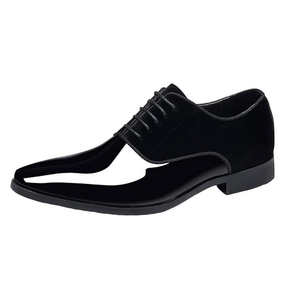 Mens Faux Patent PU Leather Classic Lace-up Formal Oxford Tuxedo Dress Shoes Mens Pointed Toe Lace up Patent Leather Formal Oxfords Dress Shoes Black Women Sandal