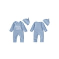 thumbnail image 2 of BemeyourBBs Newborn Auntie's Little Bestie Outfit Baby Boy Girl Fall Winter Spring Clothes Waffle Knit Romper Long Sleeve Letter Embroidery Jumpsuit with Hat Set, 2 of 9