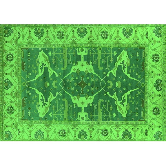 Ahgly Company Indoor Rectangle Oriental Green Industrial Area Rugs, 5' x 8'