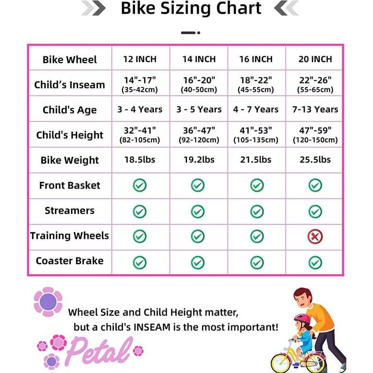 Petal Girls Bike for Toddlers and Kids 12 14 16 20 Kids Bike with Basket for Age 2 12 Years Old Girls Children s Bicycle Pink Purple