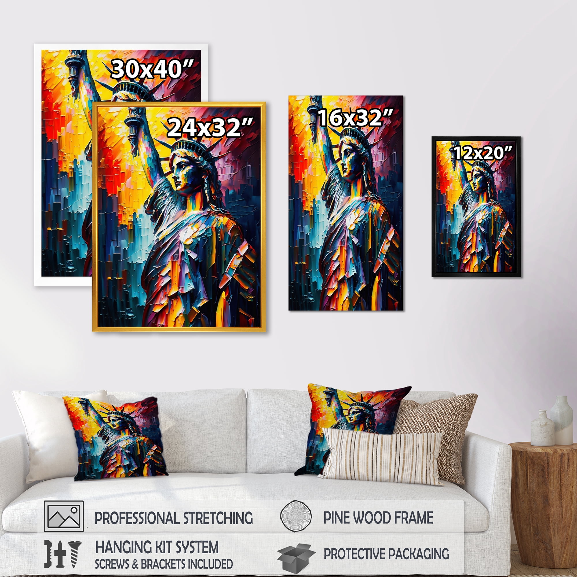 Designart New York Views At Sunset III Canvas Wall Art