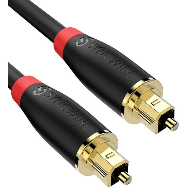 Câble Audio Optique Numérique Toslink Cable - [24K Plaqué Or, Ultra-Durable] Syncwire Fibre Optique Mâle à Câble Mâle