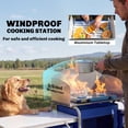 thumbnail image 4 of Outsunny Camping Kitchen Table, Portable Folding Camp Kitchen, Aluminum Cook Station with 3 Fabric Cupboards, Windshield, Carrying Bag, Blue, 4 of 10