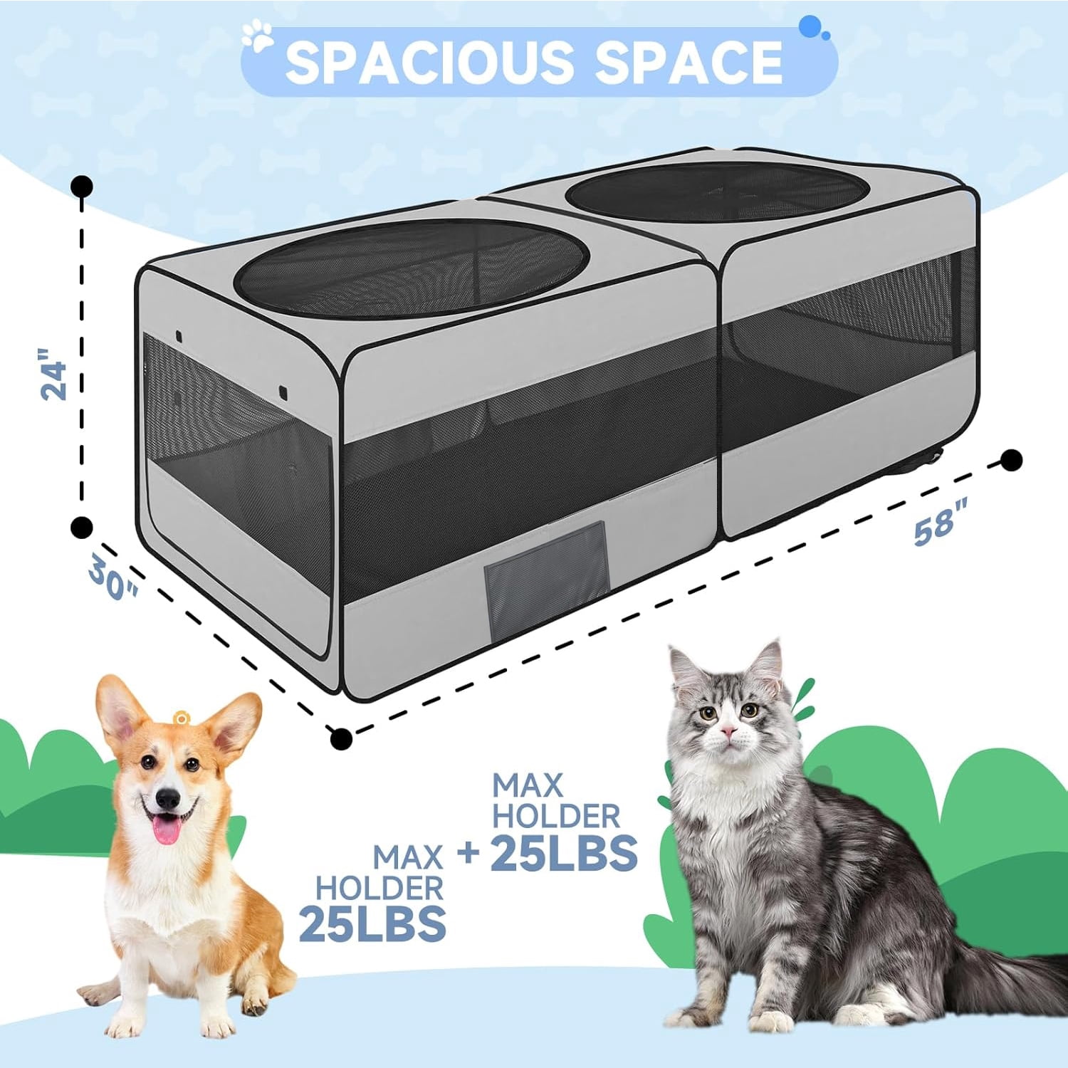 2-in-1 Pet Game Fence for Dogs & Cats - Pop-Up Portable Indoor/Outdoor Closed Design, No Divider Unified Space, Multi-Use Tent/Box Cage Kennel for Small Animals