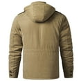 thumbnail image 6 of Brondbend Men's Coat Men's Jacket Hooded Long Sleeved Zipper Pocket Outerwear Solid Color Thick Jacket Loose Fit Weekend Tops Khaki, 6 of 6