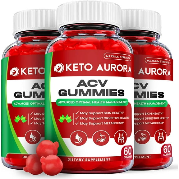(3 Pack) Keto Aurora Keto ACV Gummies - Supplement for Weight Loss - Energy & Focus Boosting Dietary Supplements for Weight Management & Metabolism - Fat Burn - 180 Gummies