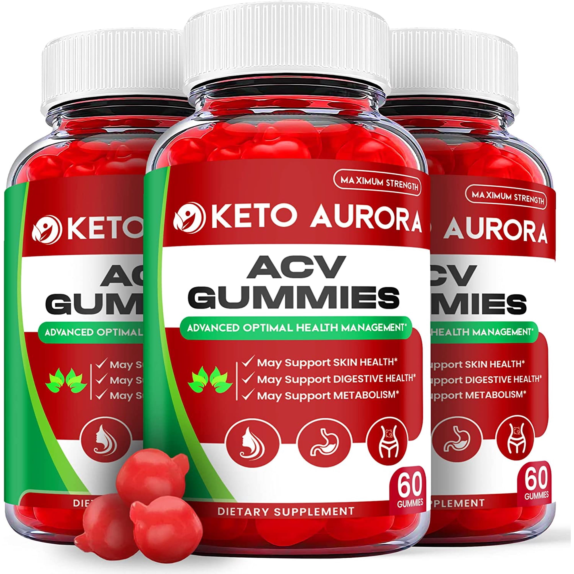 (3 Pack) Keto Aurora Keto ACV Gummies - Supplement for Weight Loss - Energy & Focus Boosting Dietary Supplements for Weight Management & Metabolism - Fat Burn - 180 Gummies
