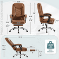 thumbnail image 2 of Homall Home Office Chair Adjustable Executive Leather Chair With Arms Ergonomic High Back Cushion Lumbar Back Support Computer Desk Chair,Brown, 2 of 7