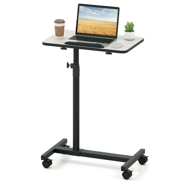 Giantex Table de Lit au-Dessus de l'Inclinaison Réglable, Table de Chevet Médicale, Plateau Alimentaire d'Hôpital, Bureau pour Ordinateur Portable à la Maison, Gris