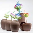 thumbnail image 2 of Paquete de 6 tazas de coco para fiestas infantiles Luau hawaianas con pajitas de flores de hibisco, Tiki y fiesta temática de playa, bebidas divertidas o tazas decorativas Fokelyi HMHZ1069, 2 of 9