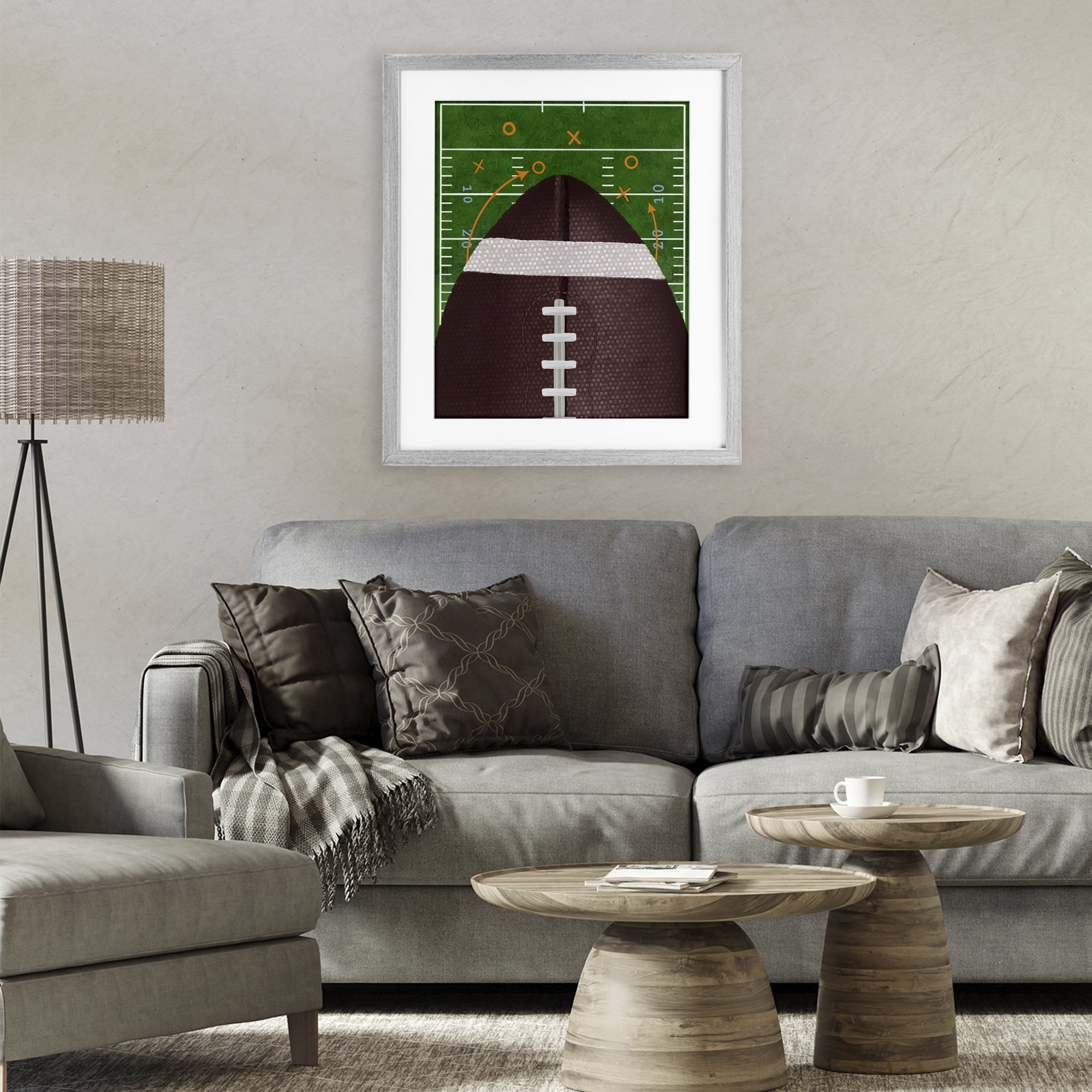 Stupell Industries Football Field Tactics Gray Framed Print Under Glass, design by Jennifer Stith