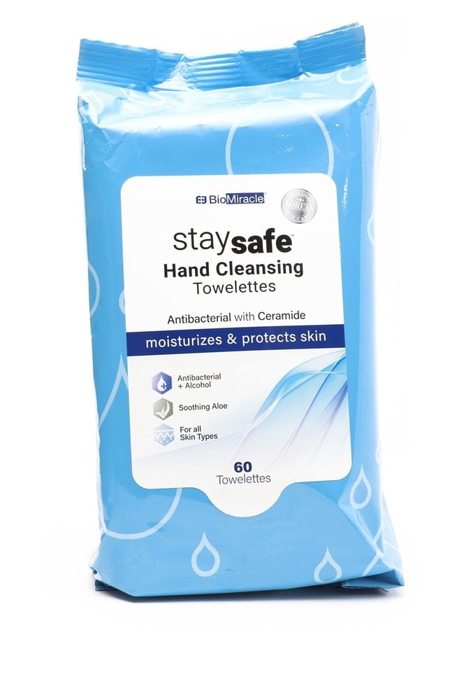 BioMiracle StaySafe AntiBacterial Hand Cleansing Towelettes 60 Towelette(s)