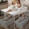 thumbnail image 4 of 65" Oversized Indoor Chaise Lounge Chair, Boneless Double Layer Side Pocket Chaise with 3 Pillows, Cloud Corduroy Sofa Bed, No Assembly Required, White, 4 of 8