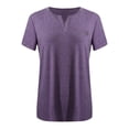 thumbnail image 2 of Kureaily Ladies Top V Neck Solid Color Short Sleeve Pocket Loose T Shirt Tees T-Shirts for Women, 2 of 3