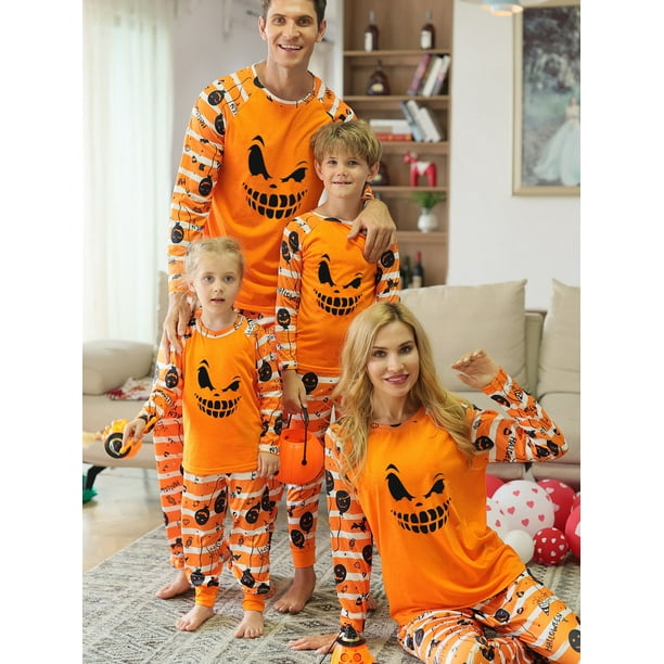Family Pajamas Matching Sets Halloween Pumpkin Sleepwear for Baby Adults  and Kids Holiday PJS Set