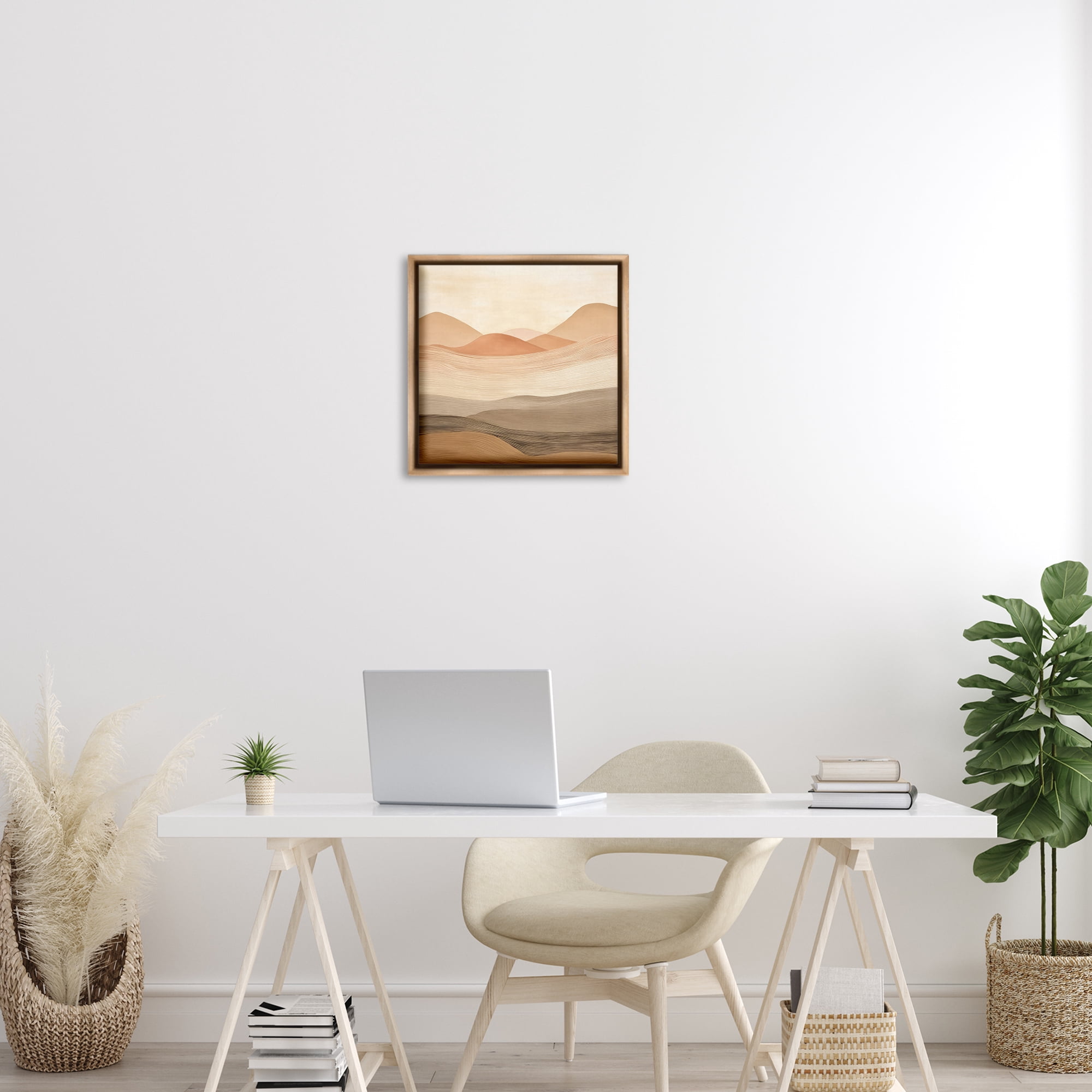 Stupell Industries Layered Sand Dunes Landscape & Nature Painting Brown Floater Framed Canvas Art Print Wall Art, 18 x 18