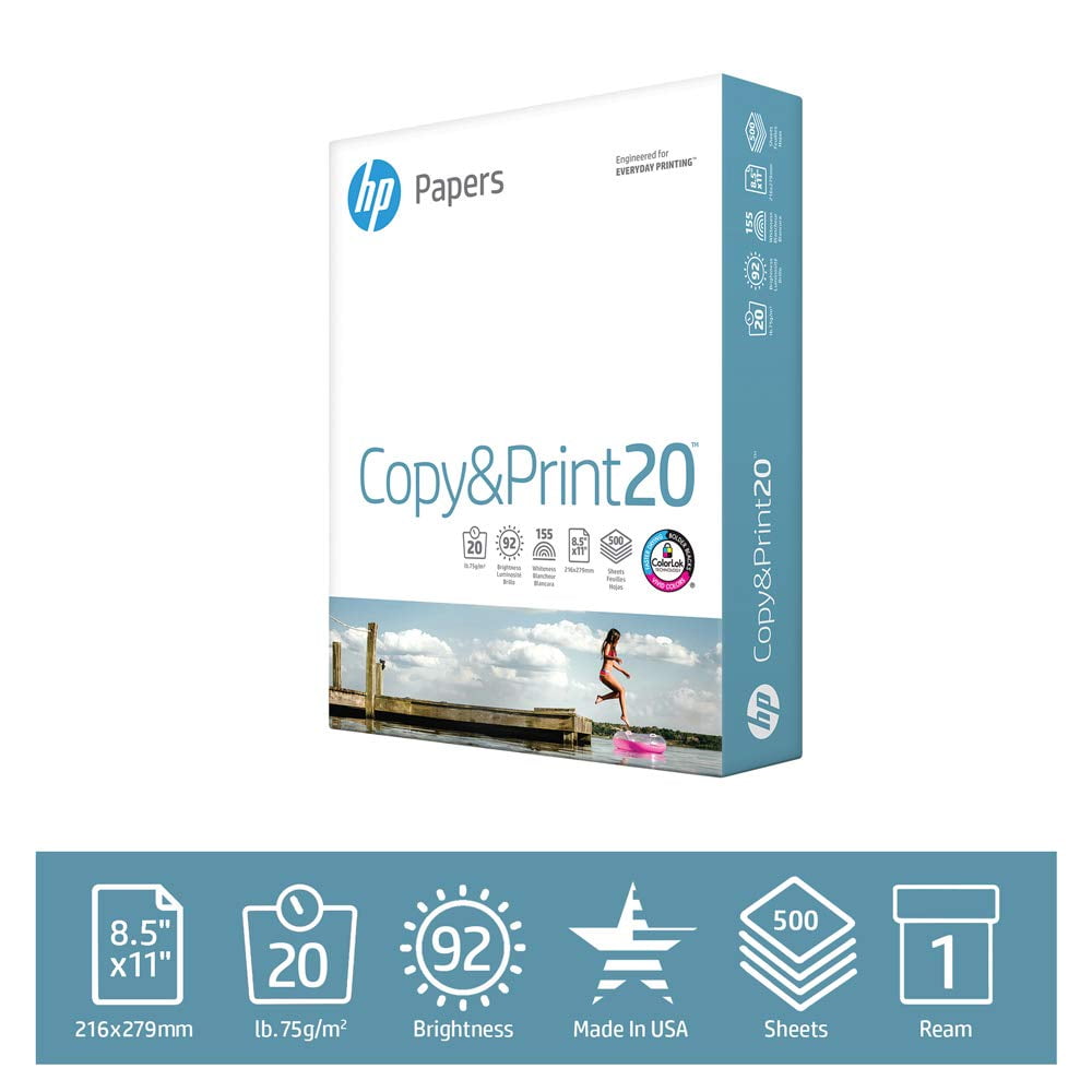 Photo 1 of HP Printer Paper, Copy & Print 20lb, 8.5x11, 1 Ream, 500 Sheets NEW - OPOEN PACKAGE