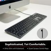 Macally Premium Wired USB C Keyboard with USB Ports - Connect Up to 3 Devices - (2X USB-A |1x USB-C Ports) - Wired Keyboard for MacOS - Slim Full Size Type-C Keyboard - Space Gray