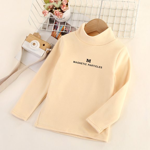 Piuwrlz Kids Long Sleeve Shirts Girls T-Shirts Solid Color Round Neck Simplicity T Shirt Tops Beige Size 2 Years