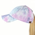 thumbnail image 3 of C.C Ponycap Messy High Bun Ponytail Adjustable Mesh Trucker Baseball Cap Hat, Criss Cross Tie Dye Baby Pink, 3 of 4
