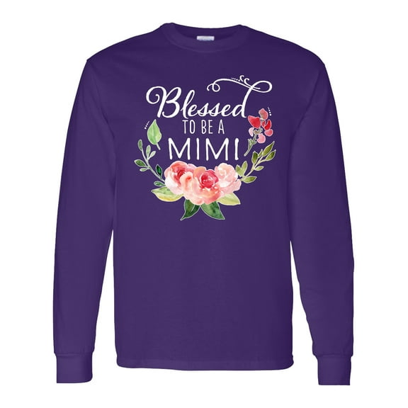 Inktastic Blessed to Be a Mimi with Pink Flowers Long Sleeve T-Shirt