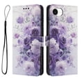 thumbnail image 2 of Leather For Apple iPhone 17e / iPhone 16e 6.1-inch Wallet Case Embossed Painted Butterflys&Flowers Pattern, With Card Holder,Wristband,Magnetic Clasp Kickstand Folio Cover,Color-5, 2 of 9