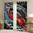 thumbnail image 2 of Feelyou Red Racing Car Blackout Curtains Set of 2 (52x84 Each) for Kids, Automobile Checkered Flag Window Curtains, Extreme Sports Curtains and Drapes, Blackout Curtains Bedroom Decor, 2 of 6