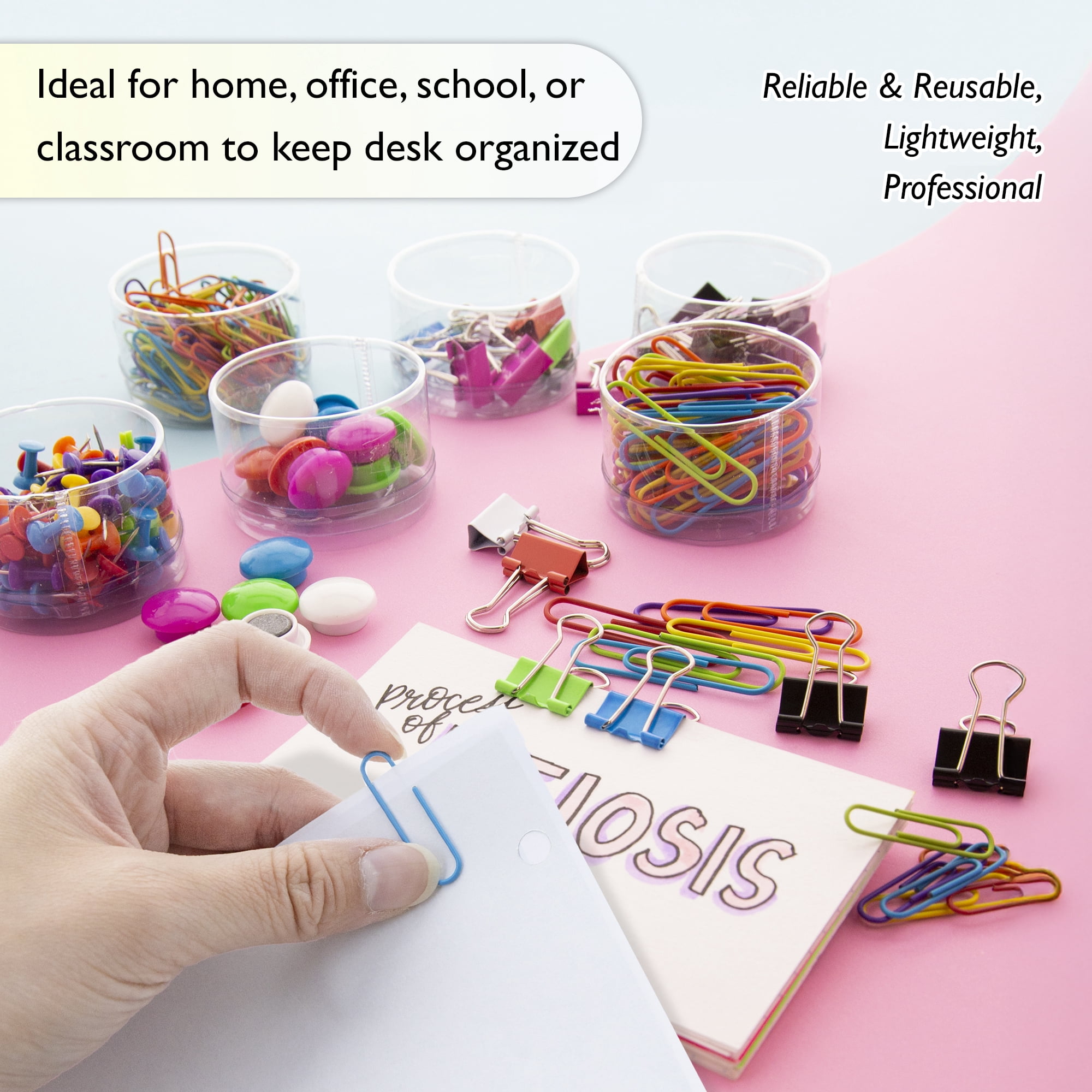 BAZIC Push Pin Binder Clip Magnet Button Paper Clips (269 Pcs/Pack), 12-Packs