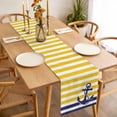 thumbnail image 3 of Yellow Striped Table Runner - 72 Inch Long, Kitchen Dining Table Runner Dresser Scarves, Navy Blue Nautical Anchor Geometric Farmhouse Decor for Coffee Tables Wedding Party Banquet, 3 of 8