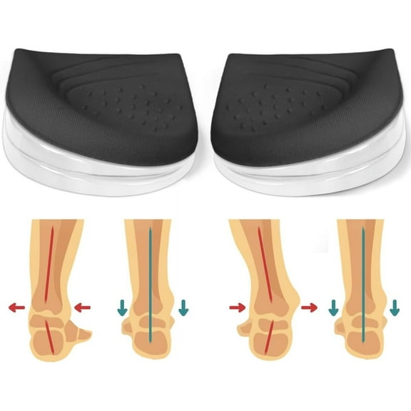 1 Pairs 3 Layers Medial & Lateral Heel Wedge Silicone Insoles - Corrective Adhesive Shoe Inserts for Foot Alignment, Knock Knee Pain, Bow Legs, Osteoarthritis for Men and Women(Large)