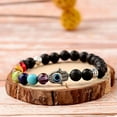 thumbnail image 5 of EOEMY 8mm Owl Buddha Beaded Natural Lava Stone Gold Silver Charm Fashion Men Bracelets-523-2-I, 5 of 5