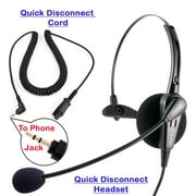 2.5mm Phone Headset with Economic Monaural Headset built in Plantronics Compatible QD for Call Center, Telemarketing.