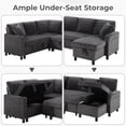 thumbnail image 6 of Ebello Sleeper Sectional Sofa with Pull Out Bed, Storage Seat, Cup Holders, USB Ports & Side Pockets, U Shaped Corduroy Convertible Couch Bed for Living Room, Gray, 6 of 10
