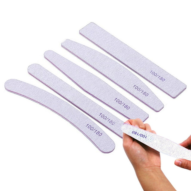 100/180 Grit 5pcs Coarse Nail Files for Acrylic Nails File Reusable