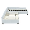 thumbnail image 3 of Euroco Modern Upholstered L-Shaped Twin Daybed with Drawer and Trundle, Three Beds in One for Kids, Beige, 3 of 10