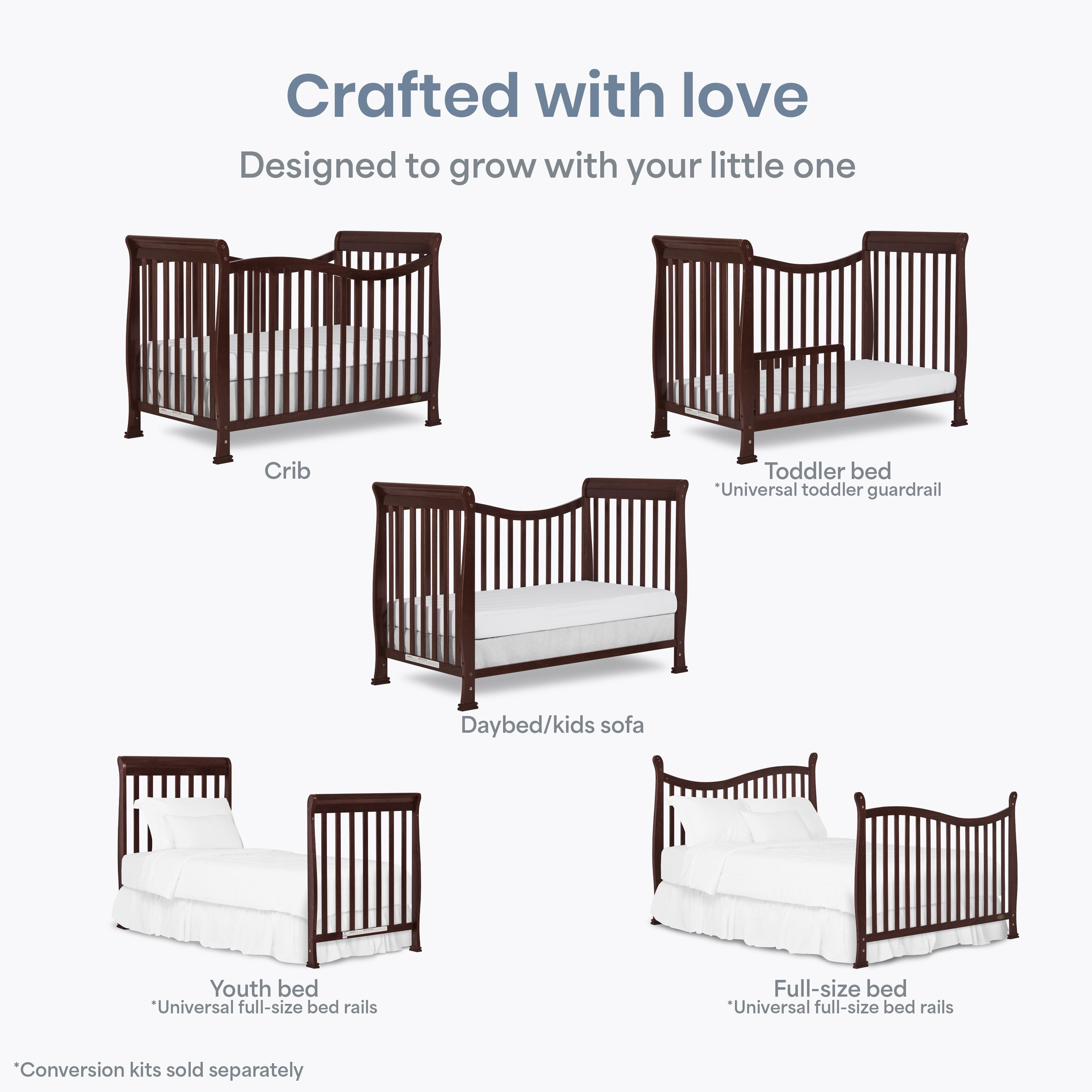 Dream On Me Violet 7-in-1 Convertible Crib Espresso