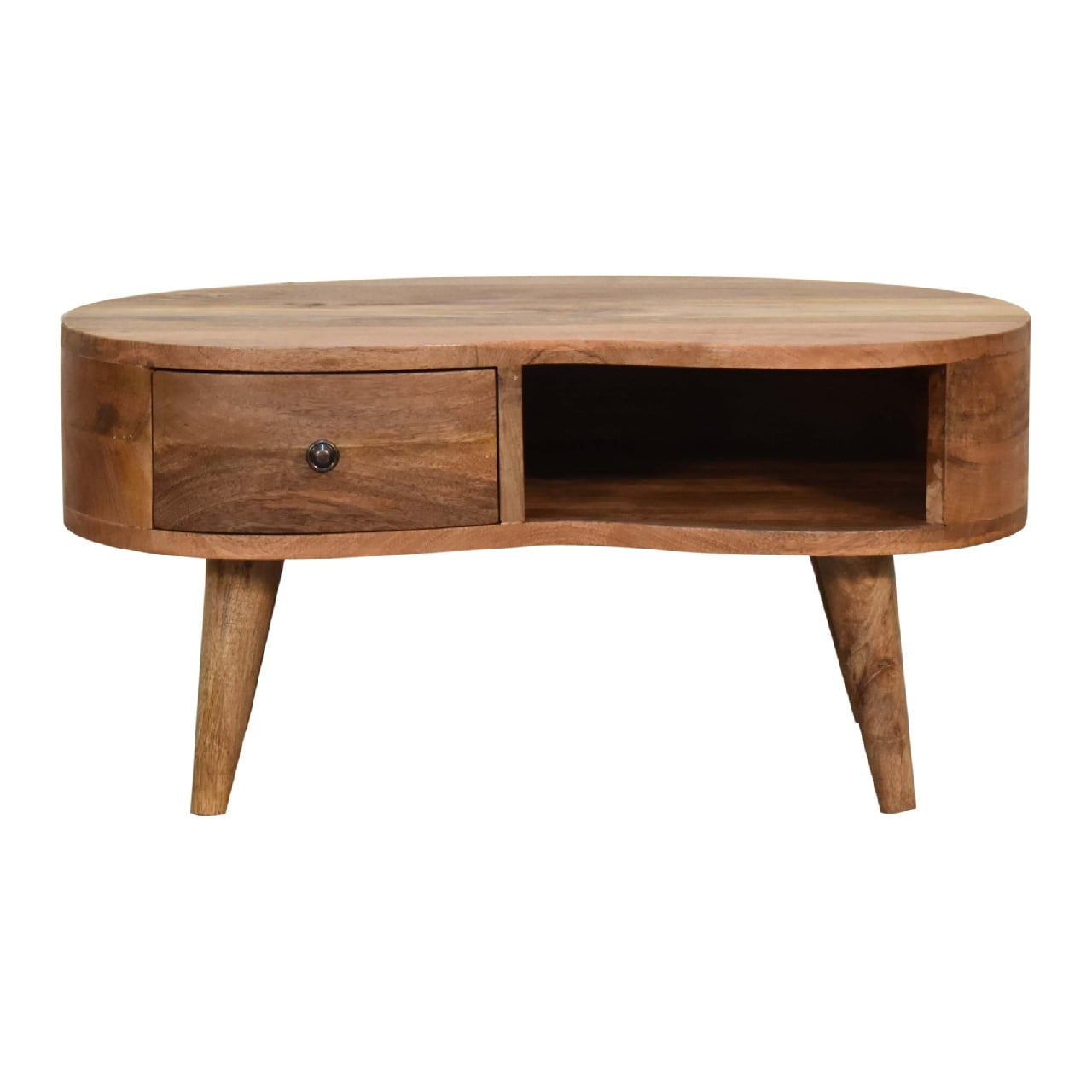 Chestnut Mango Wood Coffee Table with Nordic Legs and Storage