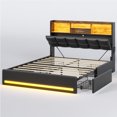 thumbnail image 6 of AOGLLATI Queen Size 4 Drawers Upholstered Bookcase Storage Bed with Charging Station and RGB LED Lights, Black Queen Platform Bed Frame,No Box Spring Needed, 6 of 8