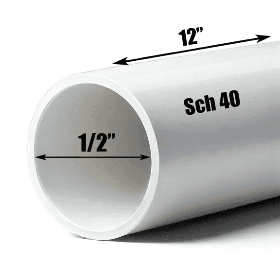 Schedule 40 PVC Pipe - Cut to Custom Length (1/2" x 1')