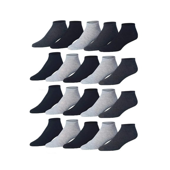 JAMES FIALLO Men's Athletic Low Cut Socks 20-Pack Moisture Wicking Comfort