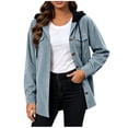 thumbnail image 5 of Iyufng Womens Hooded Corduroy Jackets Button Down Long Sleeve Casual Coat with Chest Pockets and Drawstring Hood, 5 of 9