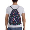 thumbnail image 2 of Kdxio Space Dinosaur Print Drawstring Backpack Bag,Waterproof Draw String Back Sack, Gym Drawstring Bags Swim Bag For Unisex, 2 of 9
