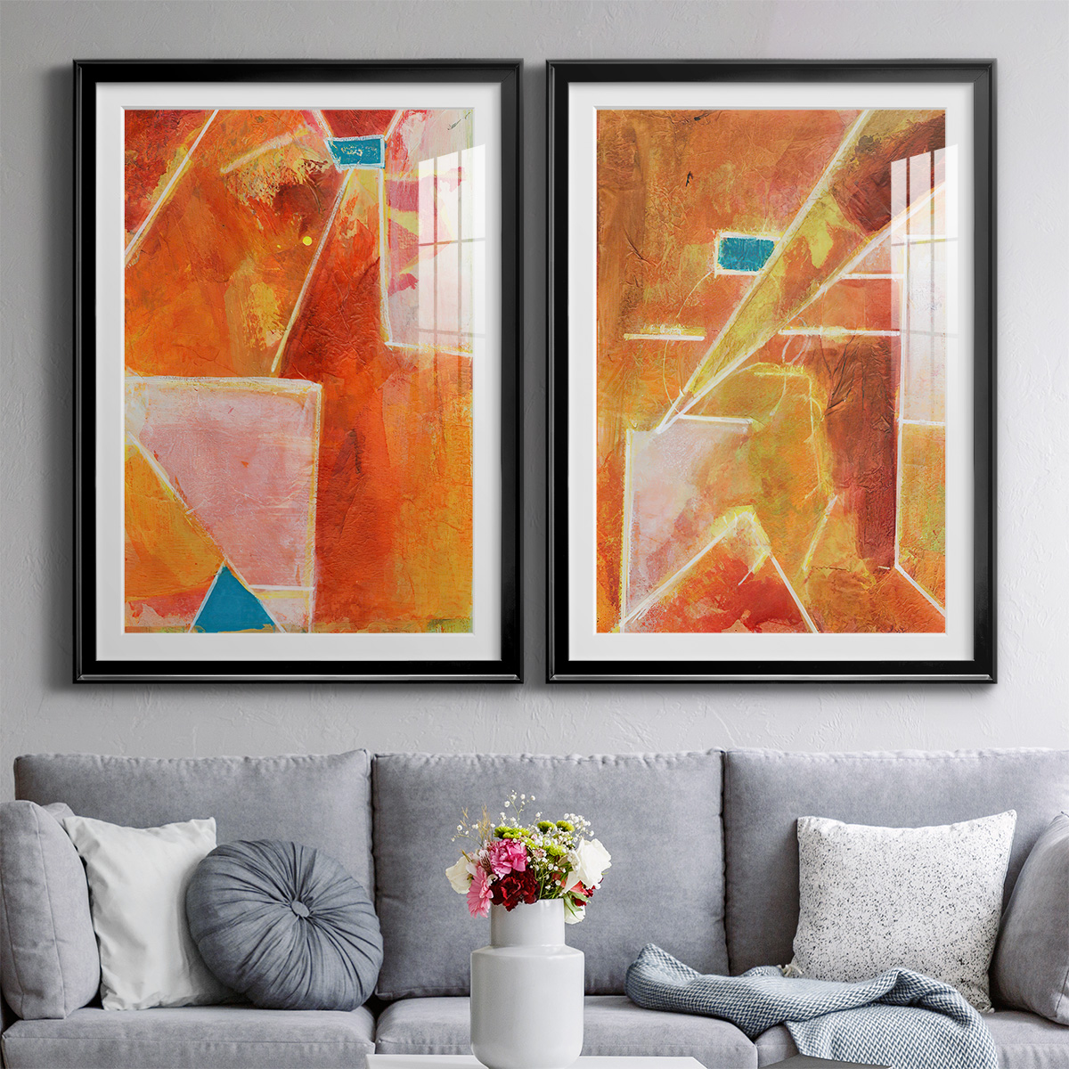 Wexford Home Primary Connection V Premium Framed Print, 18.5" x 24.5" - Ready to Hang, Black (Set of 2)